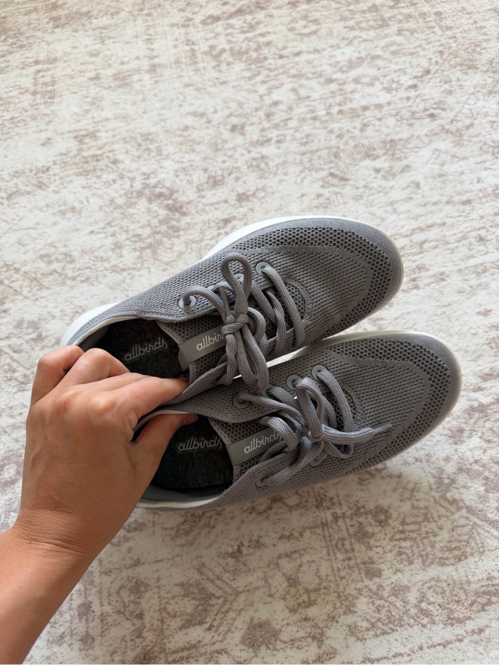 allbirds Grey Knit Lace-Up Sneakers